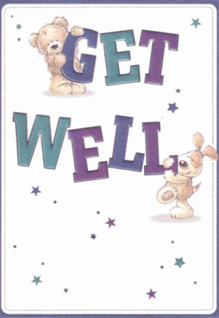 There's a true sense of celebration and gentle empathy woven through this get well card, captured perfectly by its playful illustrations of a bear and a puppy. Both characters brim with personality: the bear's fur is depicted in soft, honeyed tones that radiate warmth and care, while the puppy's floppy ears and cheery expression exude encouragement. Lively stars, rendered in vivid blues and purples, float amid the composition-constellations of good wishes familiar to anyone walking near West Norwood's tranquil gardens. The central message-'Get Well'-pops from the card in broad-backed letters, their purples and aquas evoking the uplifting palettes of spring arrangements designed by Flowers West Norwood. The artwork has a subtle tactile quality that makes the bear's and puppy's fur almost tangible, much like the soft textures and fresh scents of bouquets crafted for cheer and comfort on Norwood Road. This card, especially when sent alongside a thoughtful floral gift, radiates positivity and heartfelt care-a light, airy gesture custom-made to lift spirits and inspire recovery in the heart of West Norwood's caring community.
